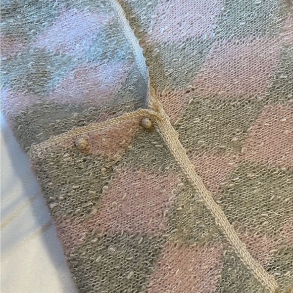 South Wool Hand Knit Mohair Pastel Cardigan Size L - Picture 6 of 10